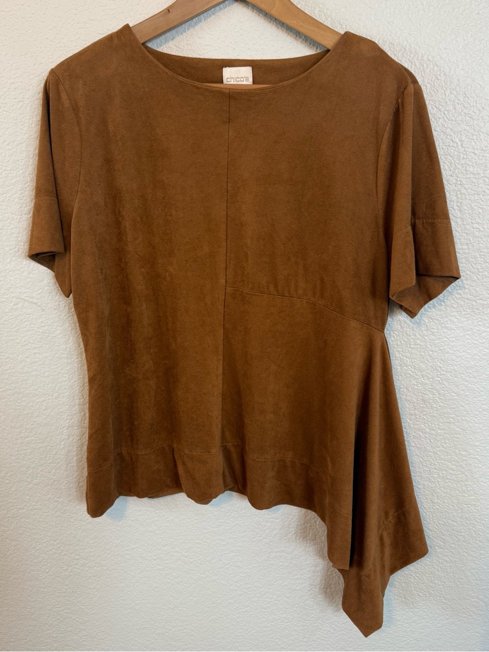 Chico's Asymmetrical Brown Short-Sleeve Top